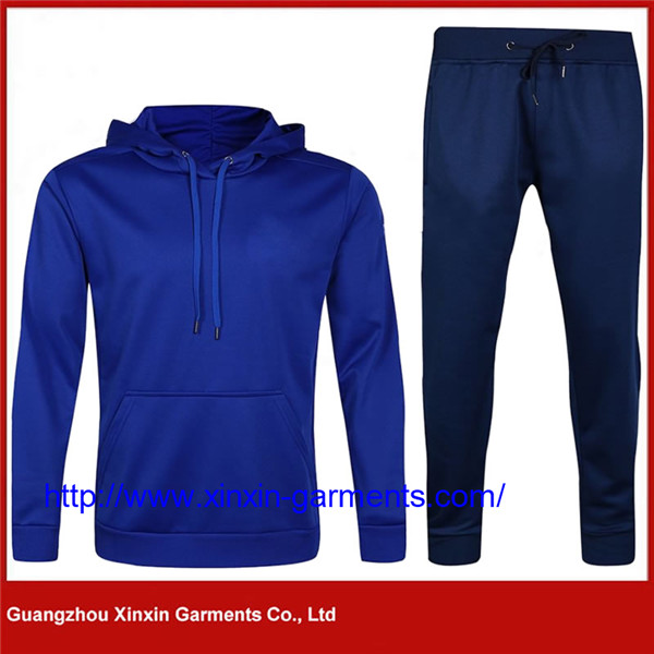 OEM Wholesale Hoodie Sweat Suits Custom Men Polyester Gym Tracksuit (T405)