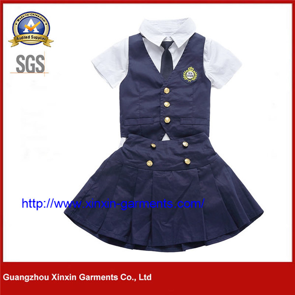 Summer Fashion Beautiful Kindergarten Clothing Shirt Pants Skirt Vest Primary School Uniform (U176)