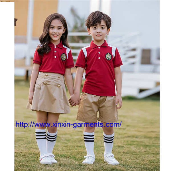 Summer School Sports Uniform Unisex Polo Shirt Sets for Kindergarten and Primary Boys Girls (U171)