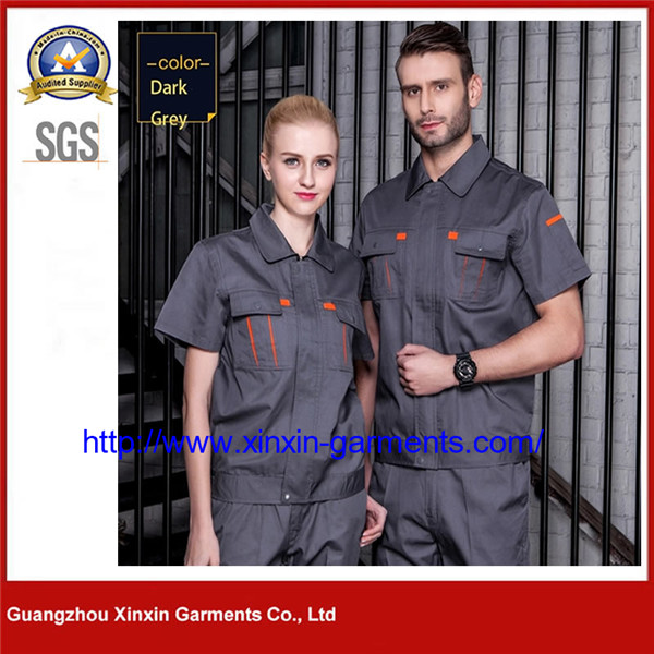 Summer mens casual work uniform mechanic short sleeve shirt durable in use labor uniform W2138