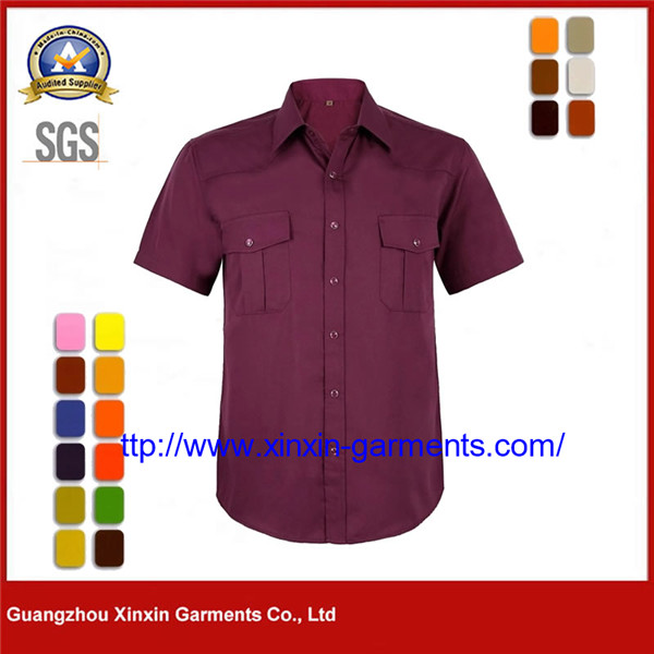 red button down custom officer tactical military guard uniform security shirts women W2560