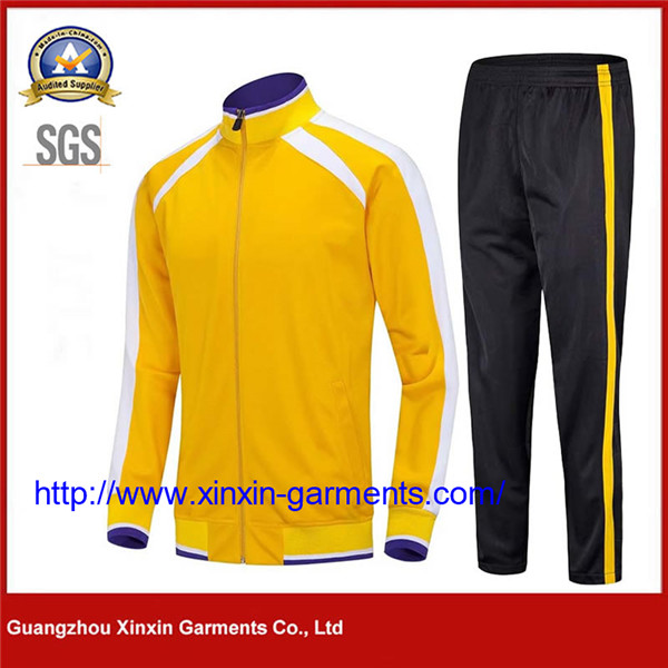 Wholesale Custom Mens Two Piece Embroidery Logo Track Suit 100% Polyester Jogging Tracksuit (T441)