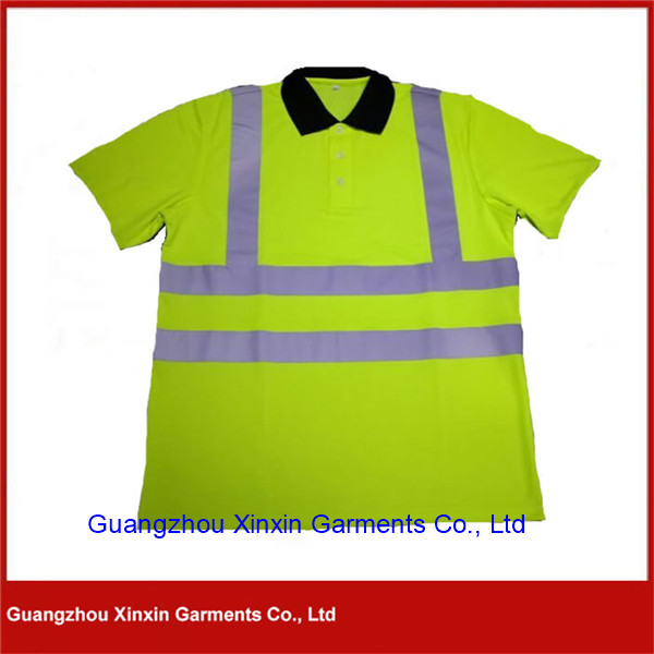 Print Hi Vis Work Polo T Shirt Safety High Visibility Breathable Quick Dry Reflective Uniform W43