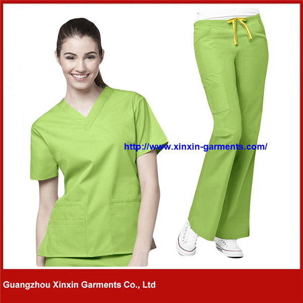 Wholesale Custom Short Sleeve V-neck Scrubs Uniforms Medical Uniform Scrubs Top (H132)
