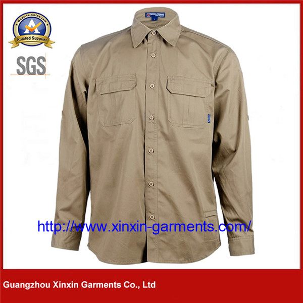 Wholesale Khaki Mens Military Style Tactical Shirt (W2120)