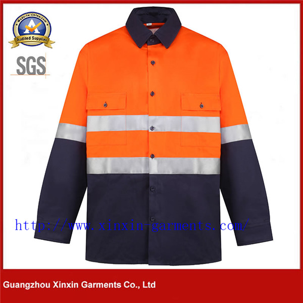 Workwear custom cotton shirts hi vis hi-vis high visibility work shirt mechanic two tone shirt W999