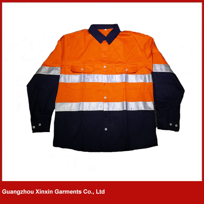 cutsom made hi vis navy blue reflective tape shirt wholesale W34
