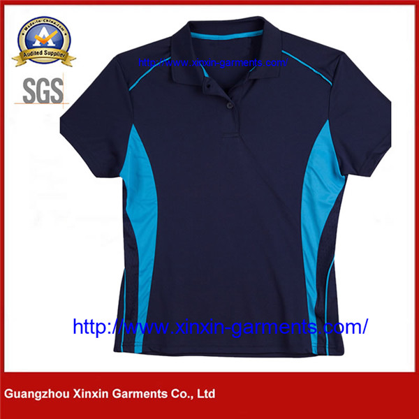 Navy Blue Poly Cotton Pique Short Sleeve Piping Polo Shirt​ W2506