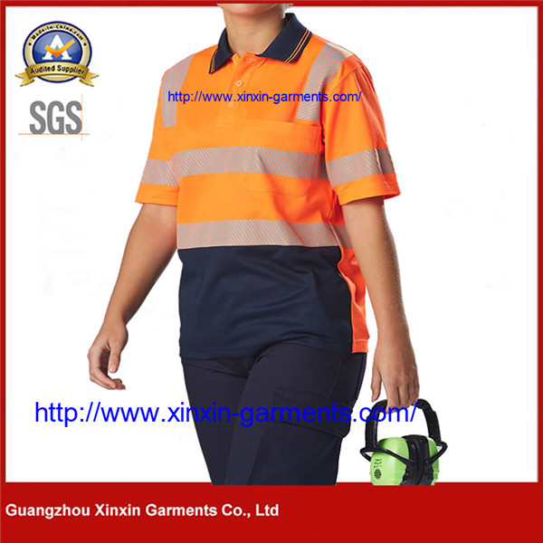 Women's Cool Hi-Vis Reflective Taped Shirt – Orange/Navy W2515