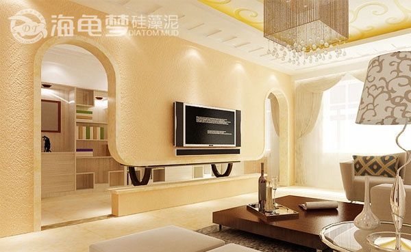 客厅喷涂电视背景墙