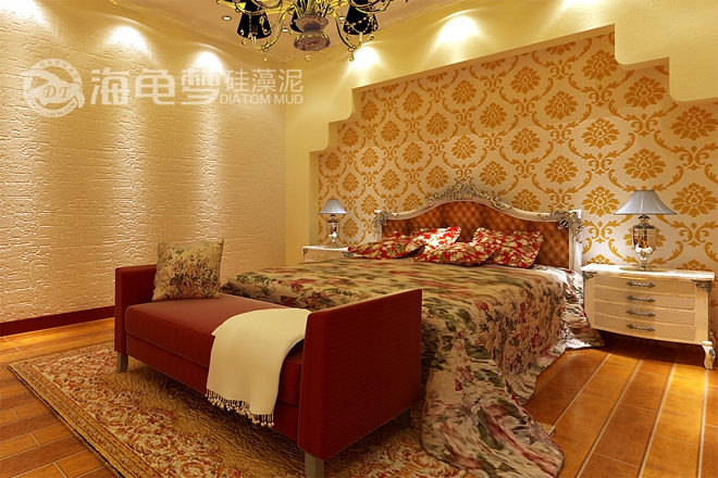 欧式床头印花加拉丝背景墙
