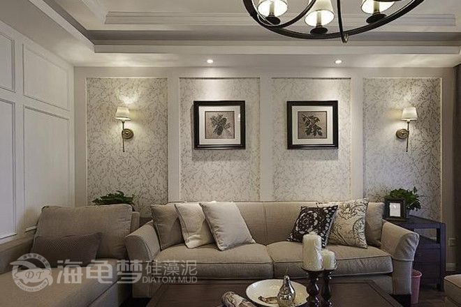 客厅点印花欧式背景墙