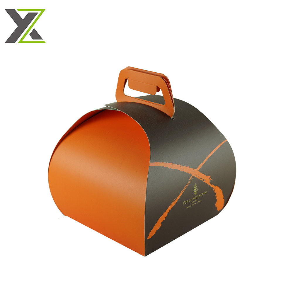 Convenient design paper printing cake box packaging with handle