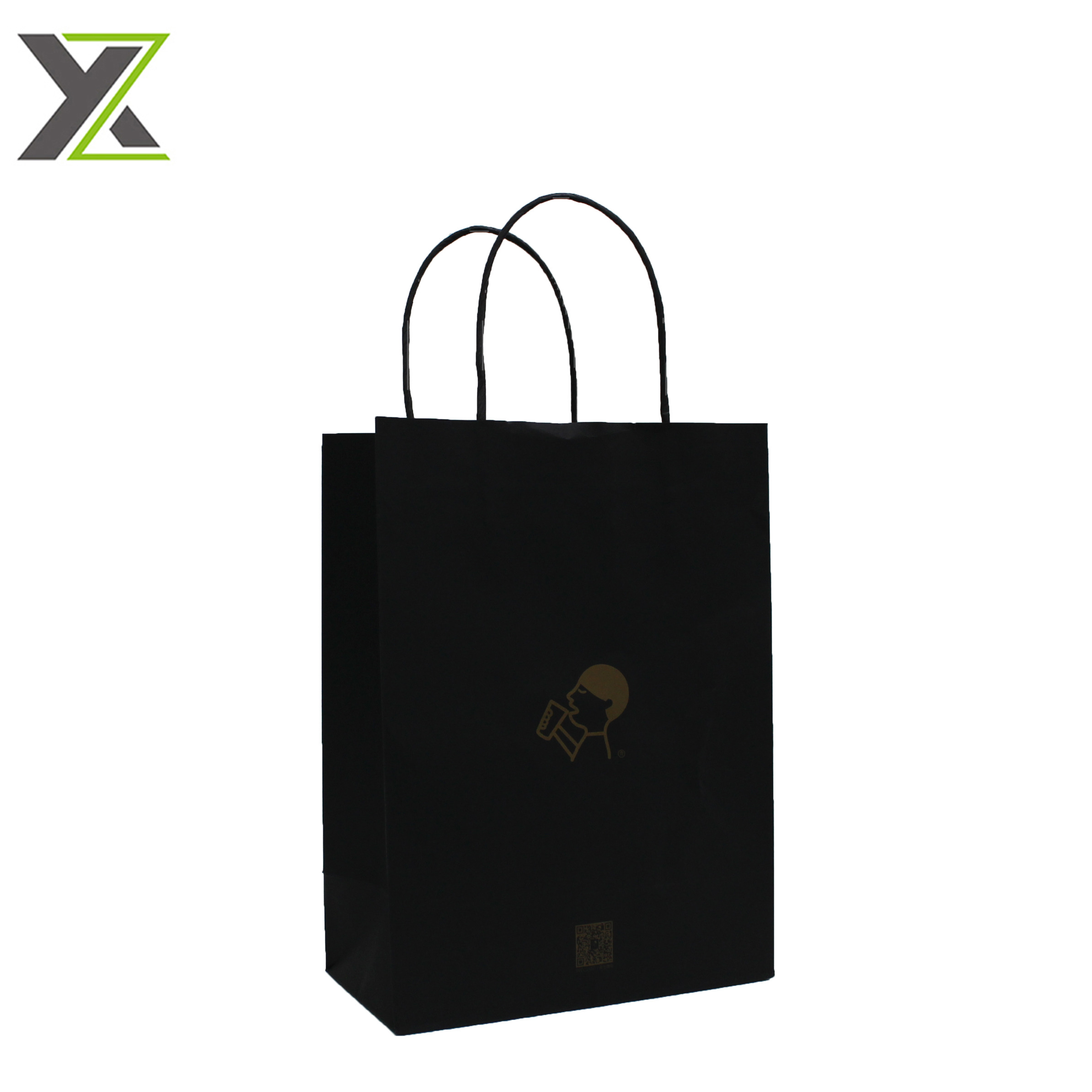 ECO custom logo matte black kraft paper bags for takeaway mik tea and coffee