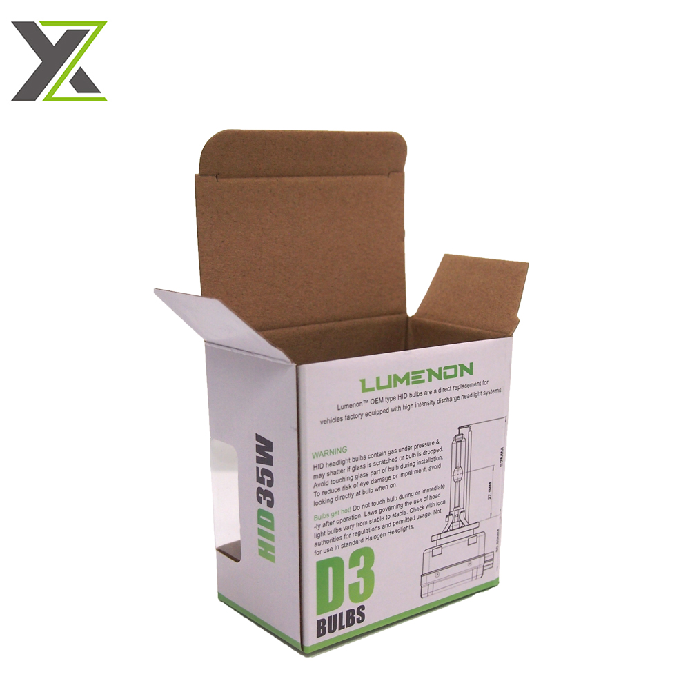 Custom design pvc window corrugated flute lights bulb packing boxes