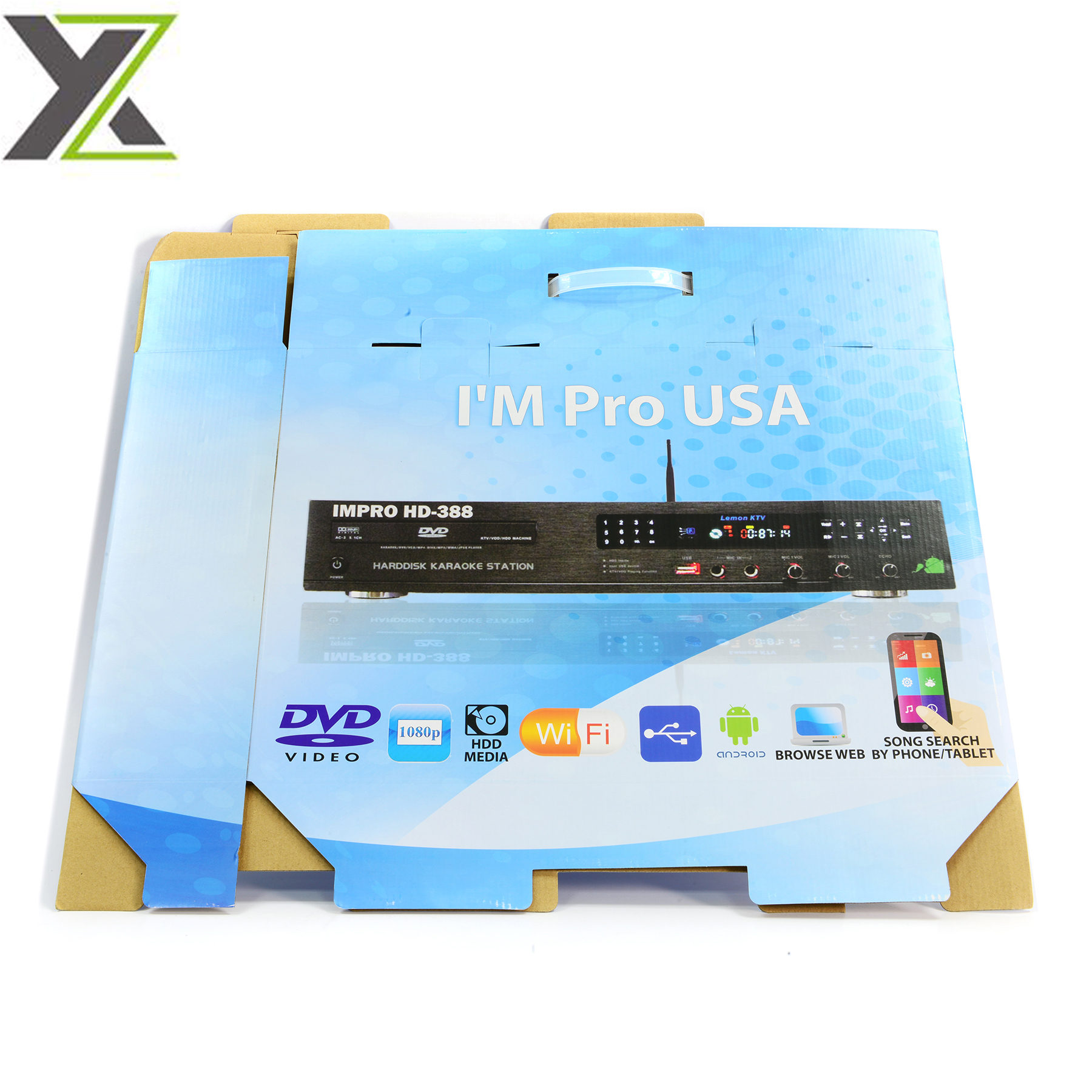 OEM corrugated packaging box with plastic handle