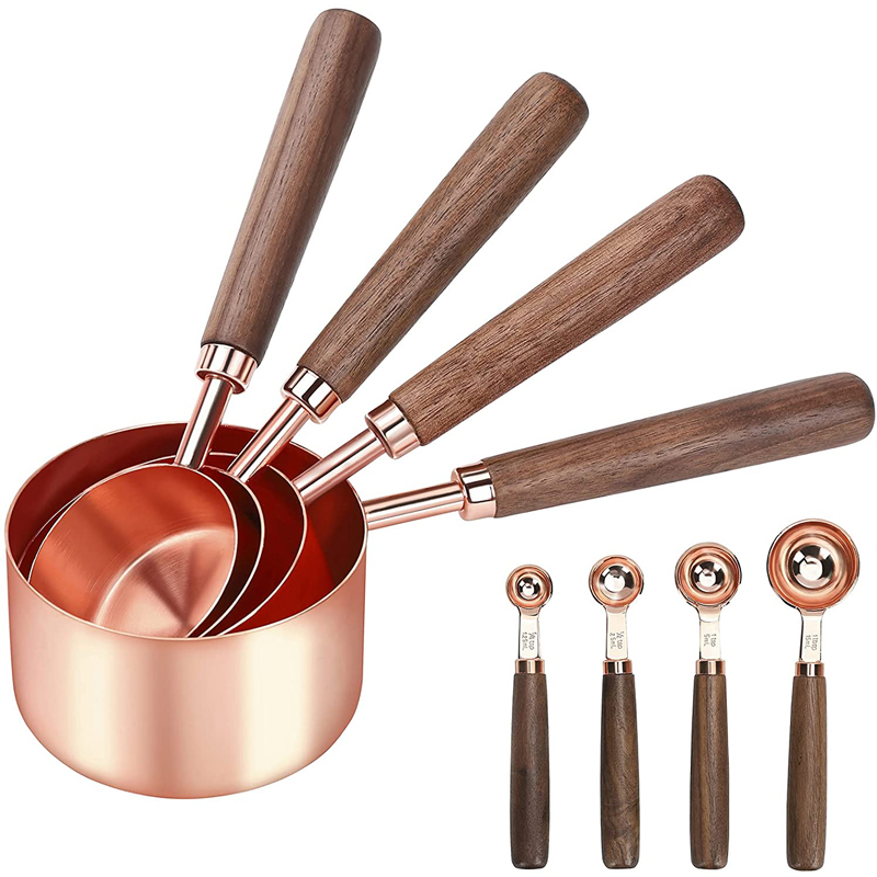 BD-M1031 Measuring Cups and Spoons with Wooden Handle-8PCS