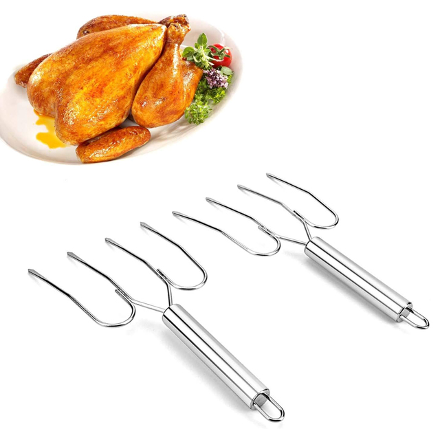 BD-G1023 Stainless Steel Turkey Lifter Forks- 2pcs