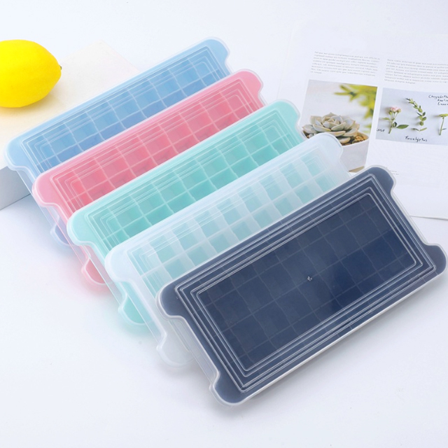 BD-B1013 Silicone Flexible Ice Cube Trays with Lid-36 Cubes