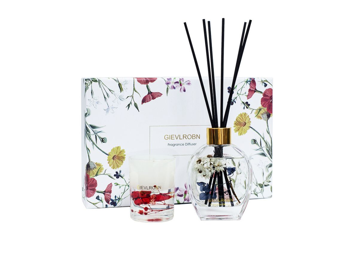 Custom Preserved Flower Gel Candle Reed Diffuser Gift Set - 106A