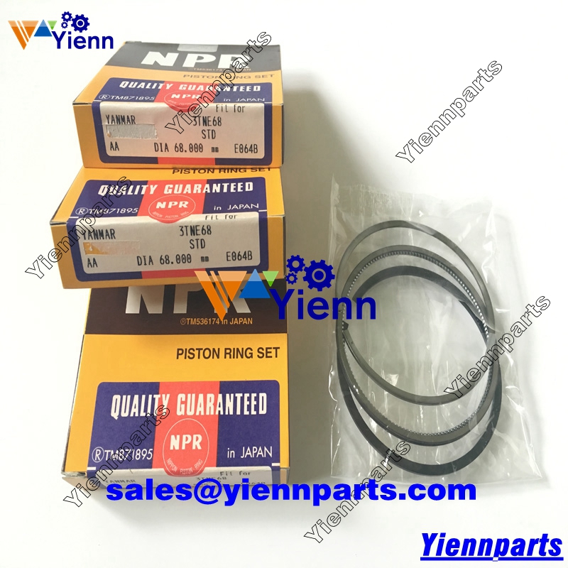Yanmar 3TNE68 3TNE68-EIK 3TNE68-UK2 Piston ring set for PC15R-8 Mini Excavator KE-40P KE-160 Tractor