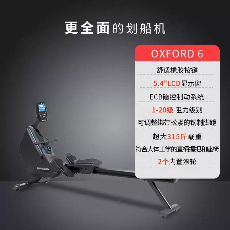 乔山OXFORD6家用磁控阻小型划船机划船器室内健身器材可折叠