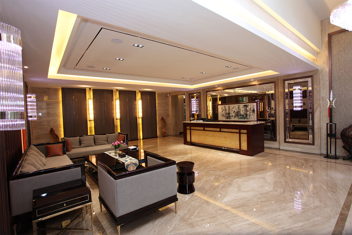 昌宇水墨画院一楼总台全景拍摄