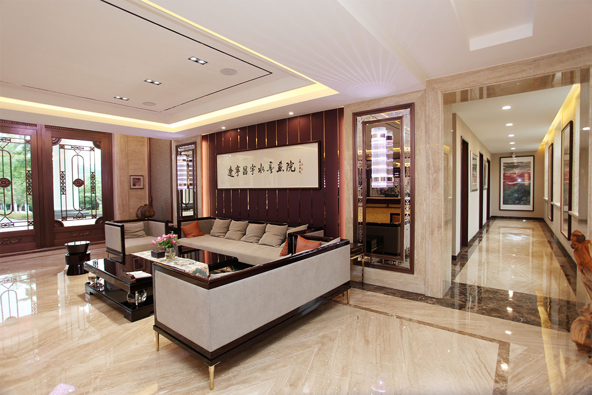 昌宇水墨画院一楼走廊实景拍摄