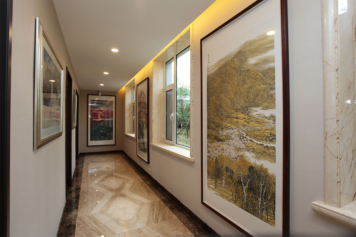 昌宇水墨画院一楼走廊实景拍摄