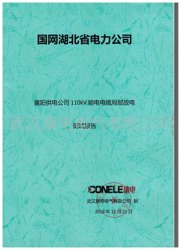 国网湖北电力襄阳供电公司110KV输电电缆局部放电测试报告