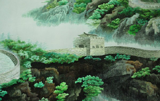 苏绣定制 客厅装饰刺绣画 纯手工精品 万里长城