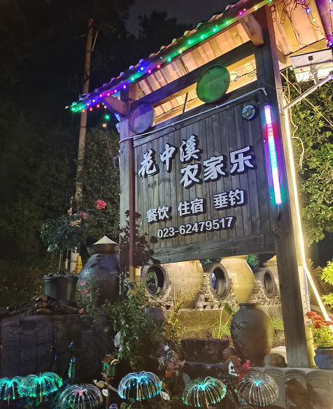 美丽的南山花中溪农家乐夜景