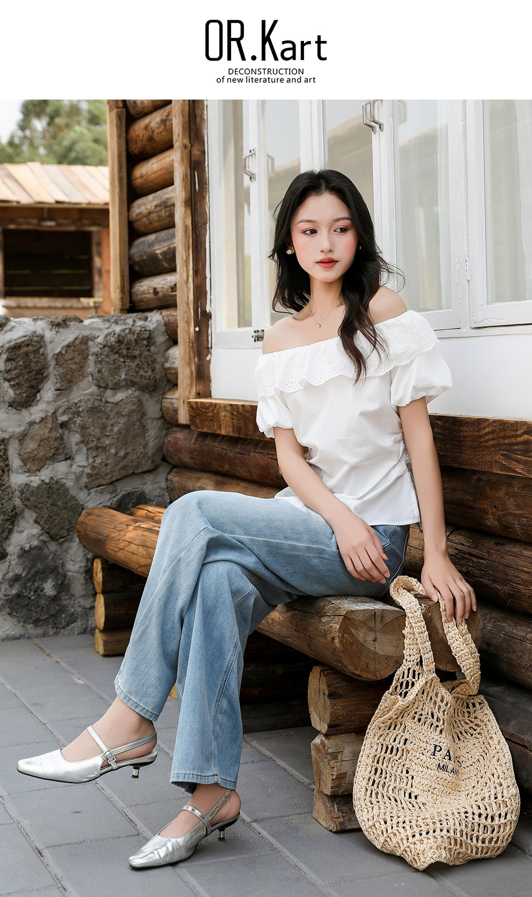 OR.Kart刺绣缩褶上衣