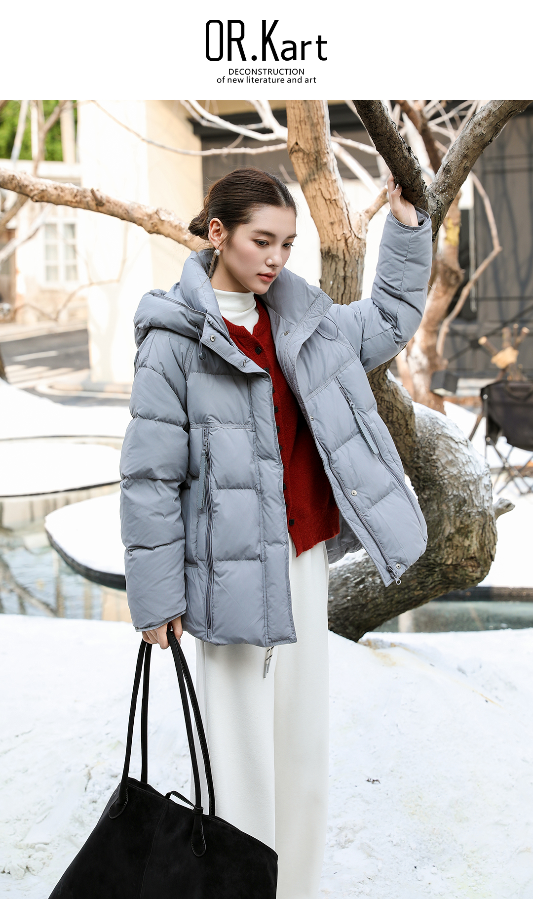 拉链短款羽绒服轻文艺