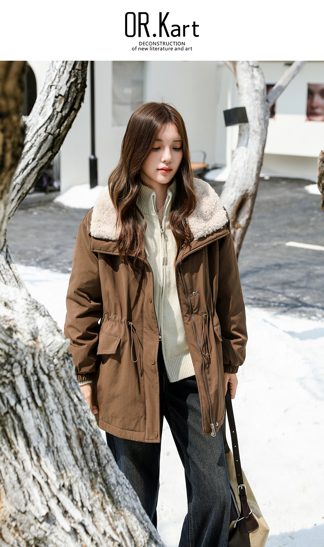 毛领加绒抽绳棉衣轻文艺