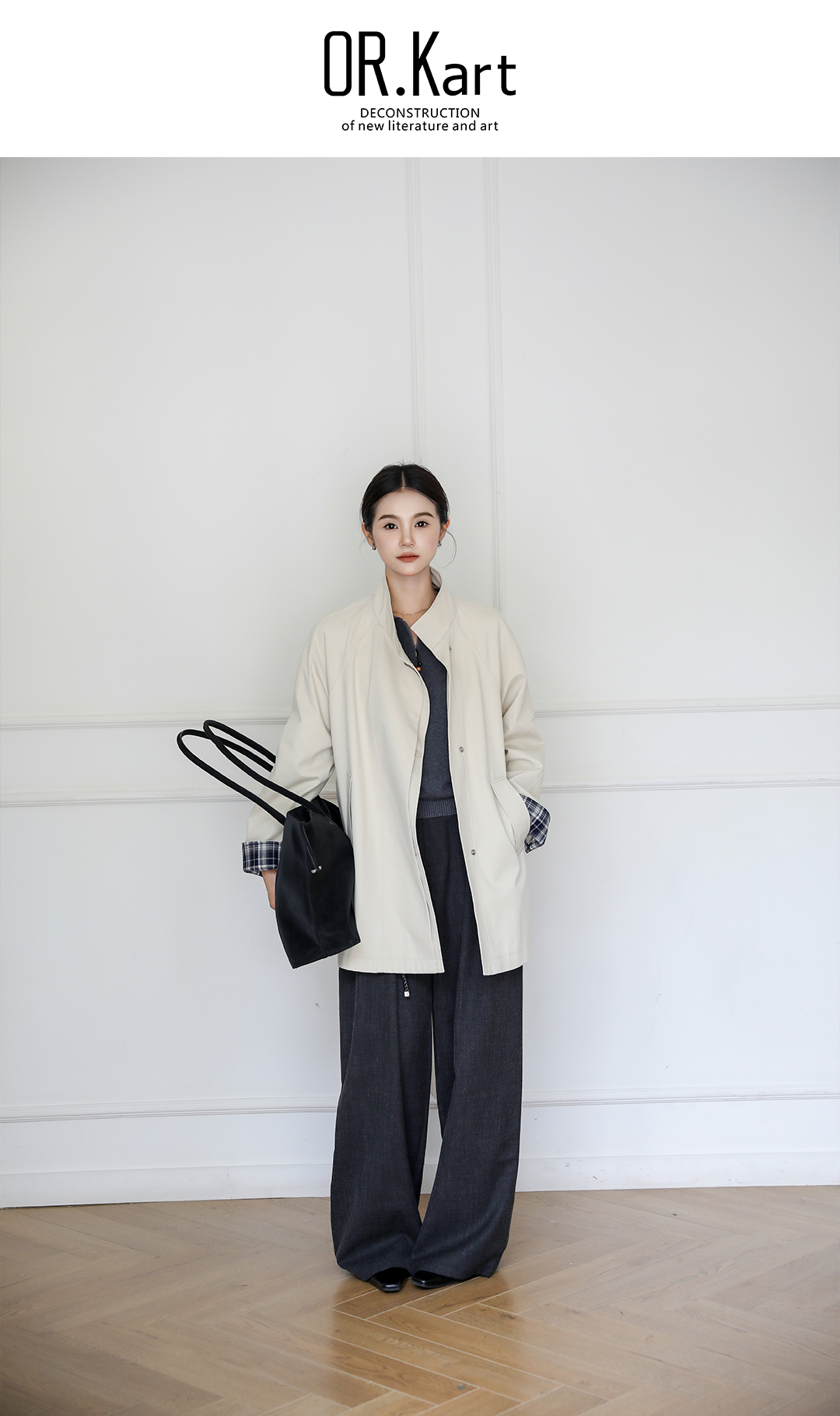 拼色袖口风衣轻文艺（摩登乐园）