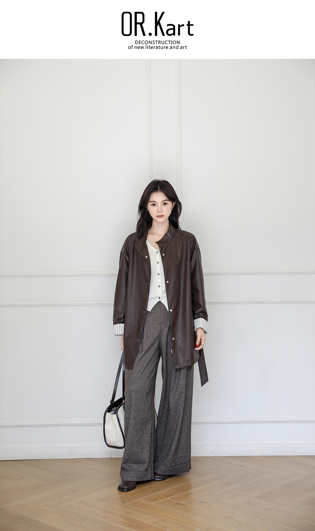 翻袖口阔版皮衣轻文艺（摩登乐园）