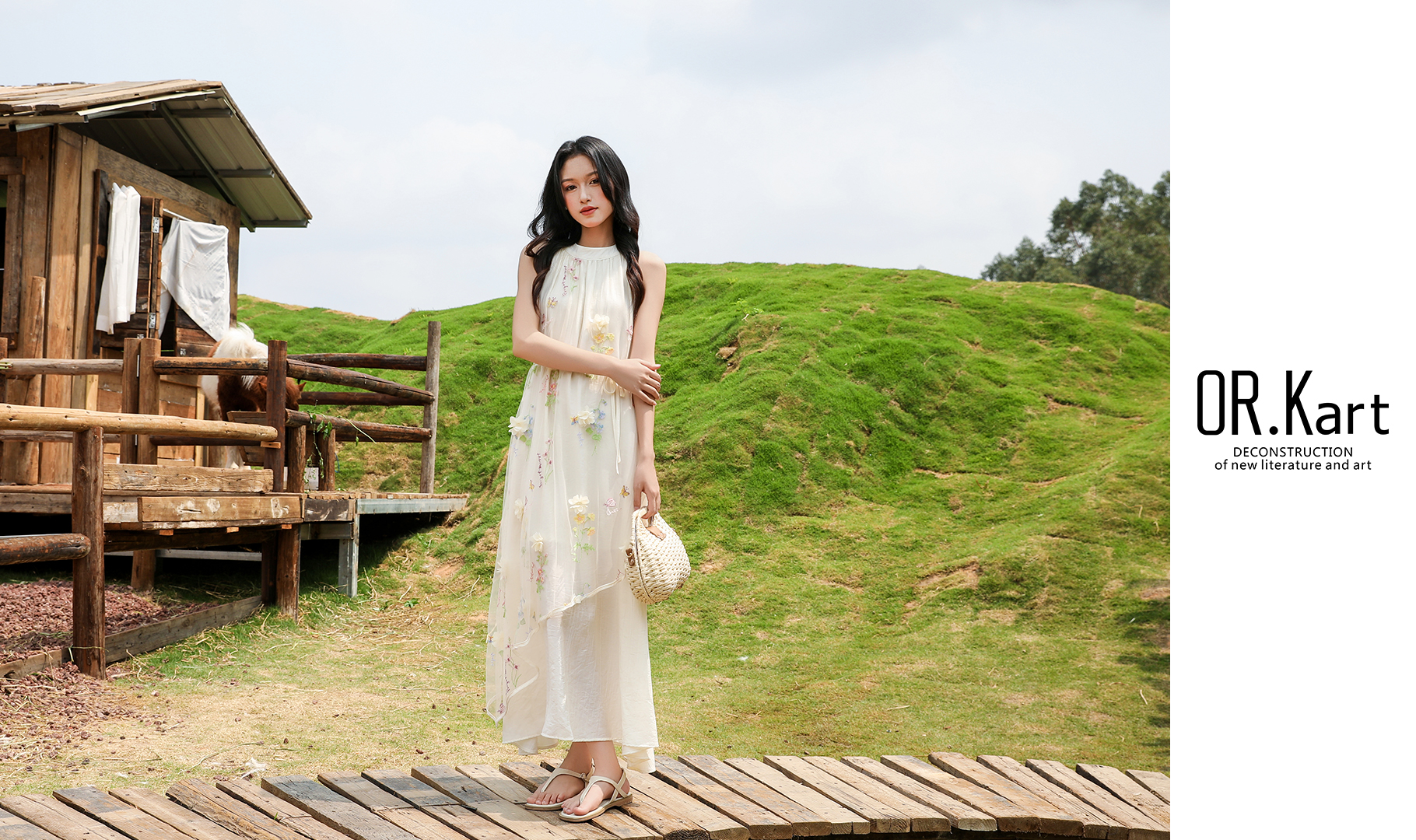 OR.Kart多层立体刺绣连衣裙