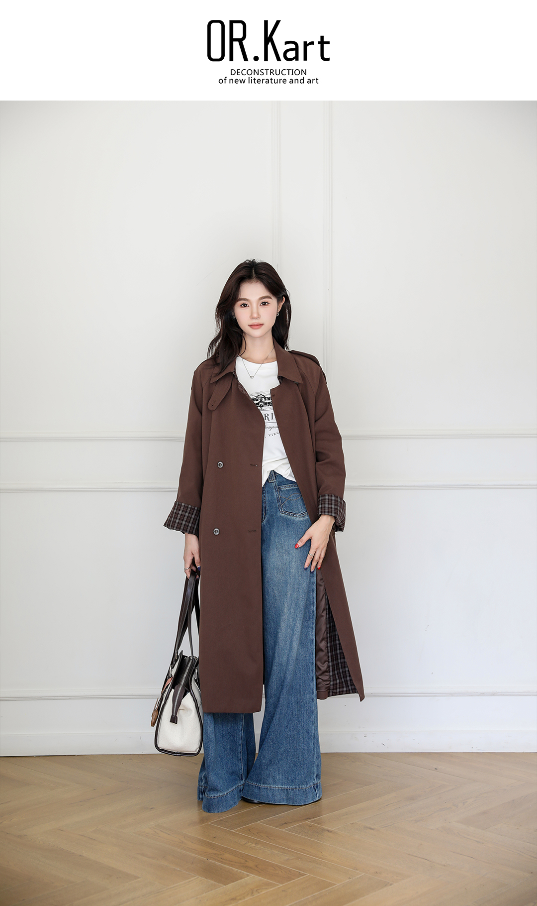 韩版拼格子风衣轻文艺（伊甸诗人）