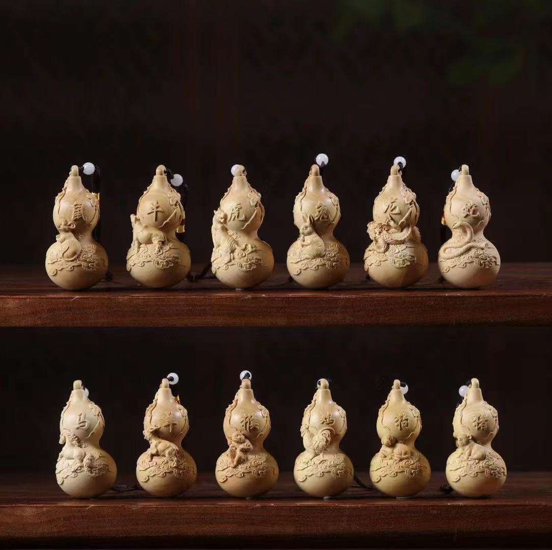 12生肖葫芦木雕挂件