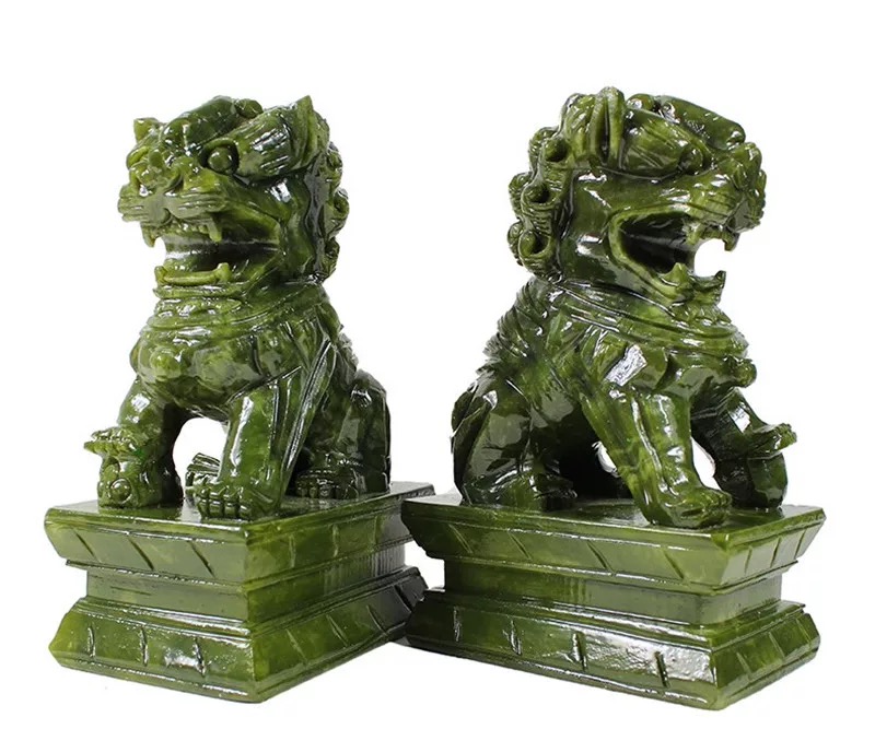 8cm青玉对狮