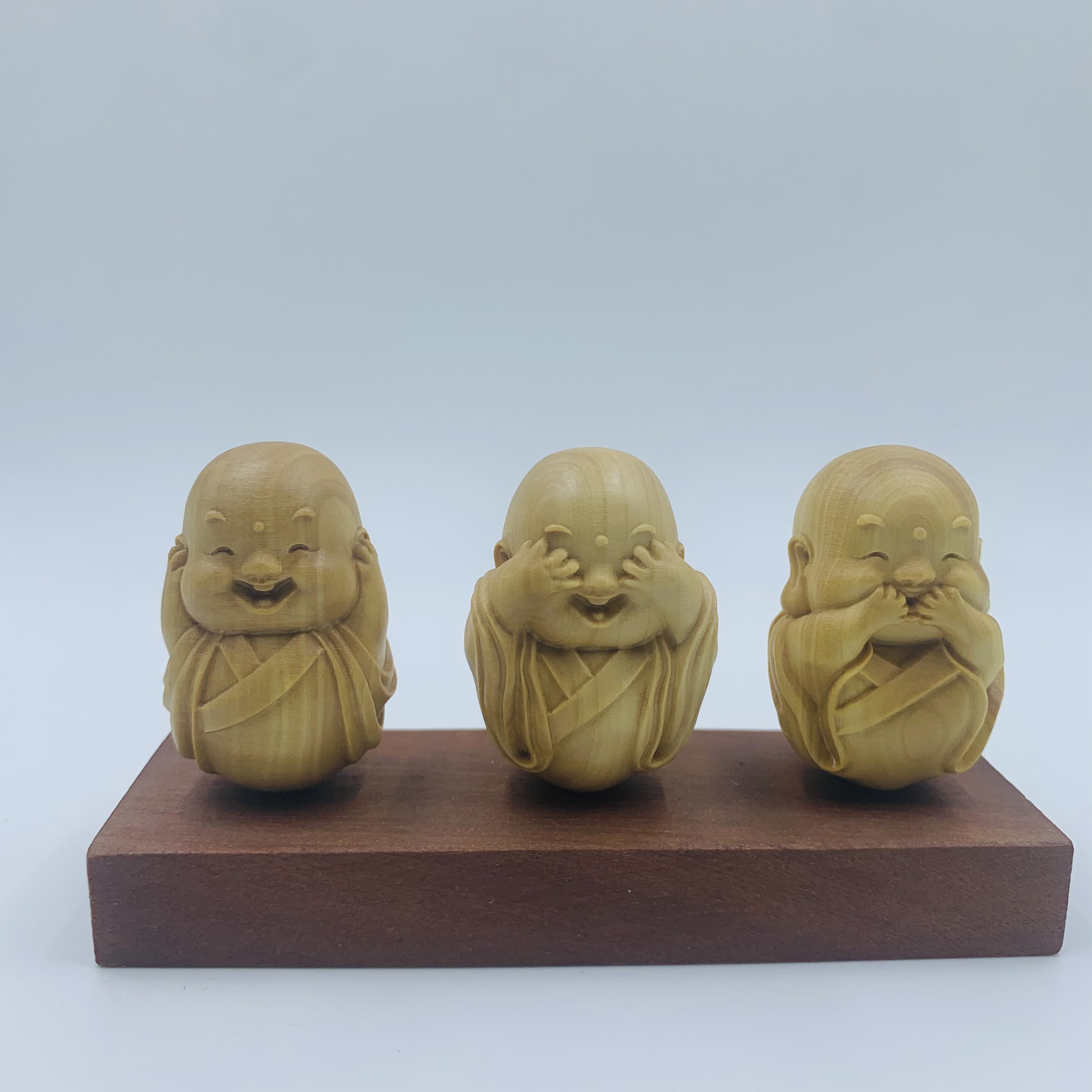 三不猜木雕摆件