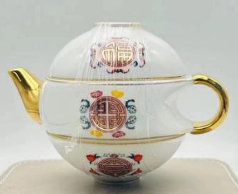 广彩-福禄寿茶具带盒套装（描金款）