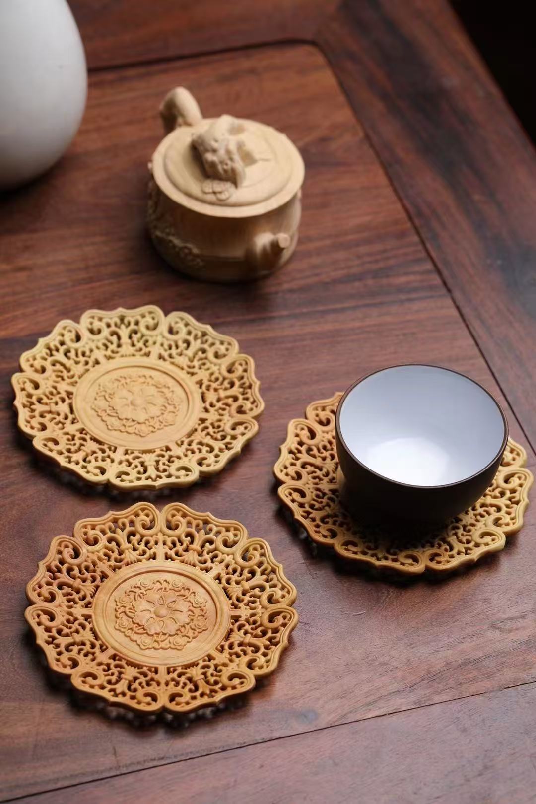 木雕杯垫