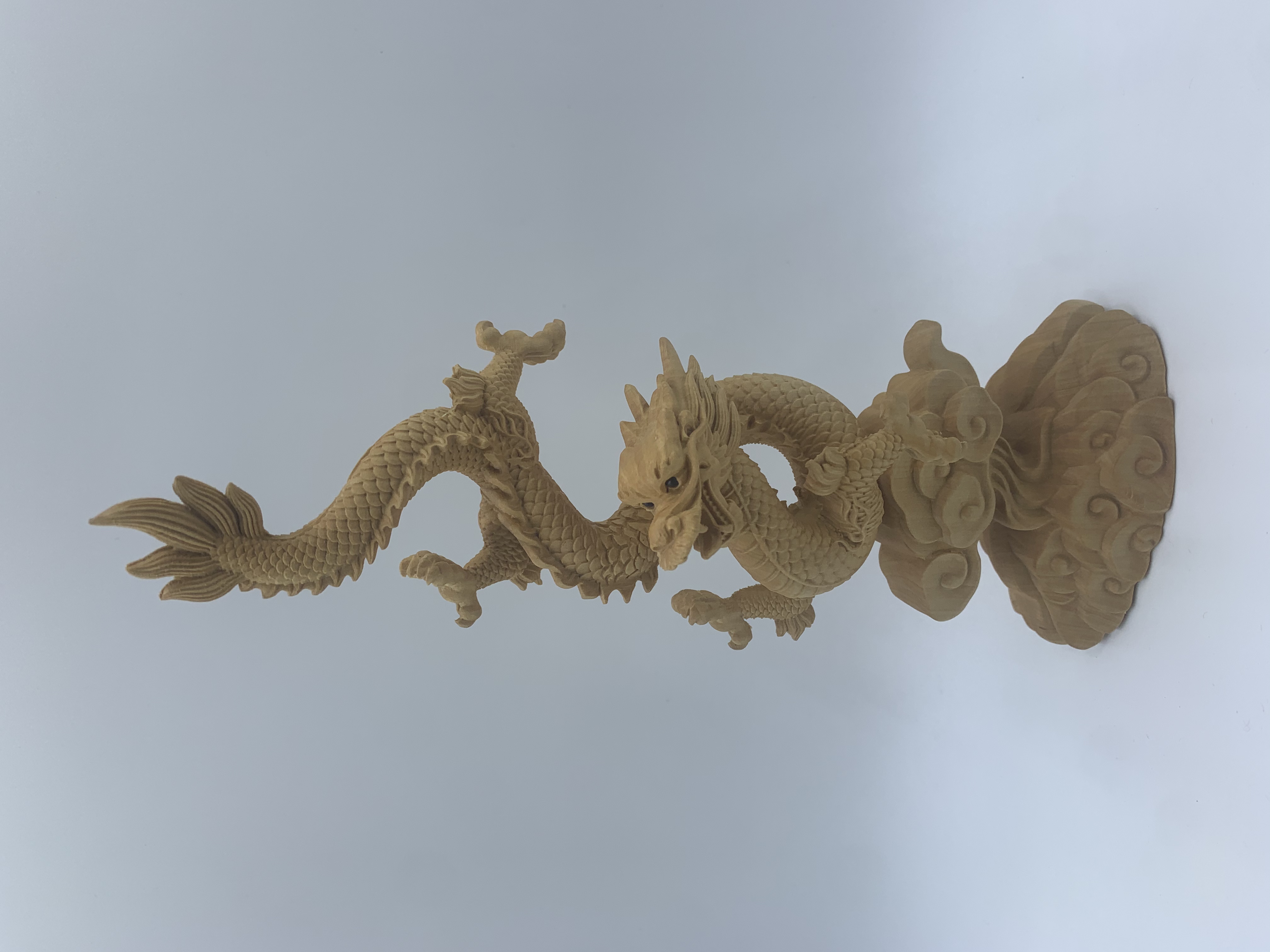 祥云盘龙木雕摆件