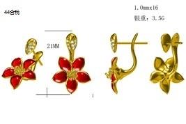 耳环-岭南有福红棉短款