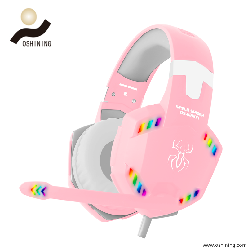 7.1 Surround Sound Pink Wired  Gaming Headset RGB Microphone(G2000Pink)