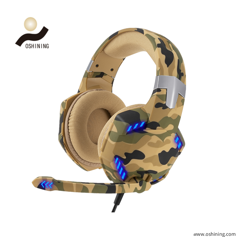 OEM White Stereo Bass LED Light Gaming Headphone Game Headset with Mic (G2000 camo)