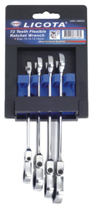 ARW-12MK06   4件套公制72齿精抛光活头棘轮两用快扳组