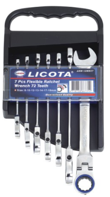 ARW-12MK07  7件套公制72齿精抛光活头棘轮两用快扳组